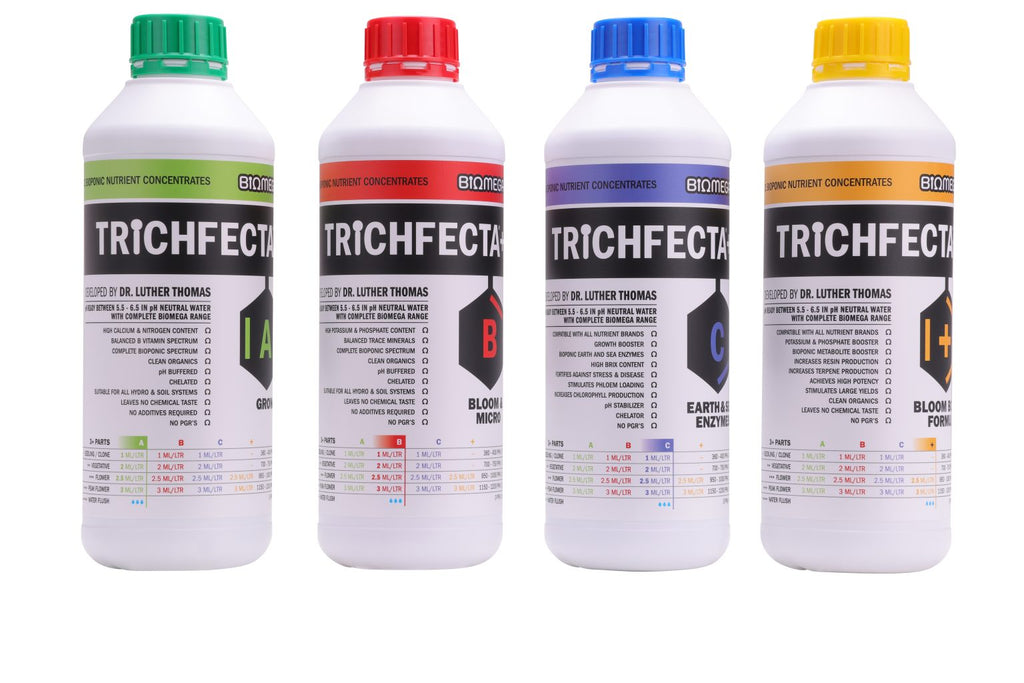 heavy duty biomega trichfecta complete bioponic nutrient system australia dr luther thomas BiOMEGA TRiCHFECTA+ | Complete Bioponic Nutrient System Australia | Dr. Luther Thomas BiOMEGA commercial cultivation equipment for reflective grow tent setups image 1