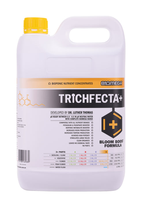 BiOMEGA TRiCHFECTA+ Bloom Booster 5 litre bottle — hydroponic trichome and yield enhancer Australia