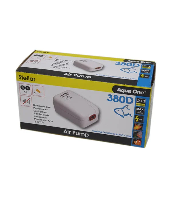 Aqua One Aqua One Stellar 380D Air Pump | Twin Outlet 2x190 L/HR Oxygen Pump Australia Hydroponic & Aquarium Air Pumps Australia hydroponic water pump nutrient circulation system grow system irrigation