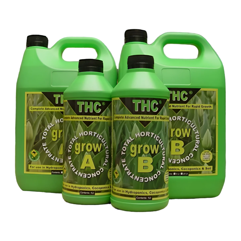 THC Grow and Bloom nutrient bottles vegetative and flowering formula Australia