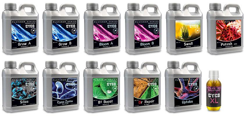 All ten bottles supplied in the CYCO Platinum XL ProKit laid out together